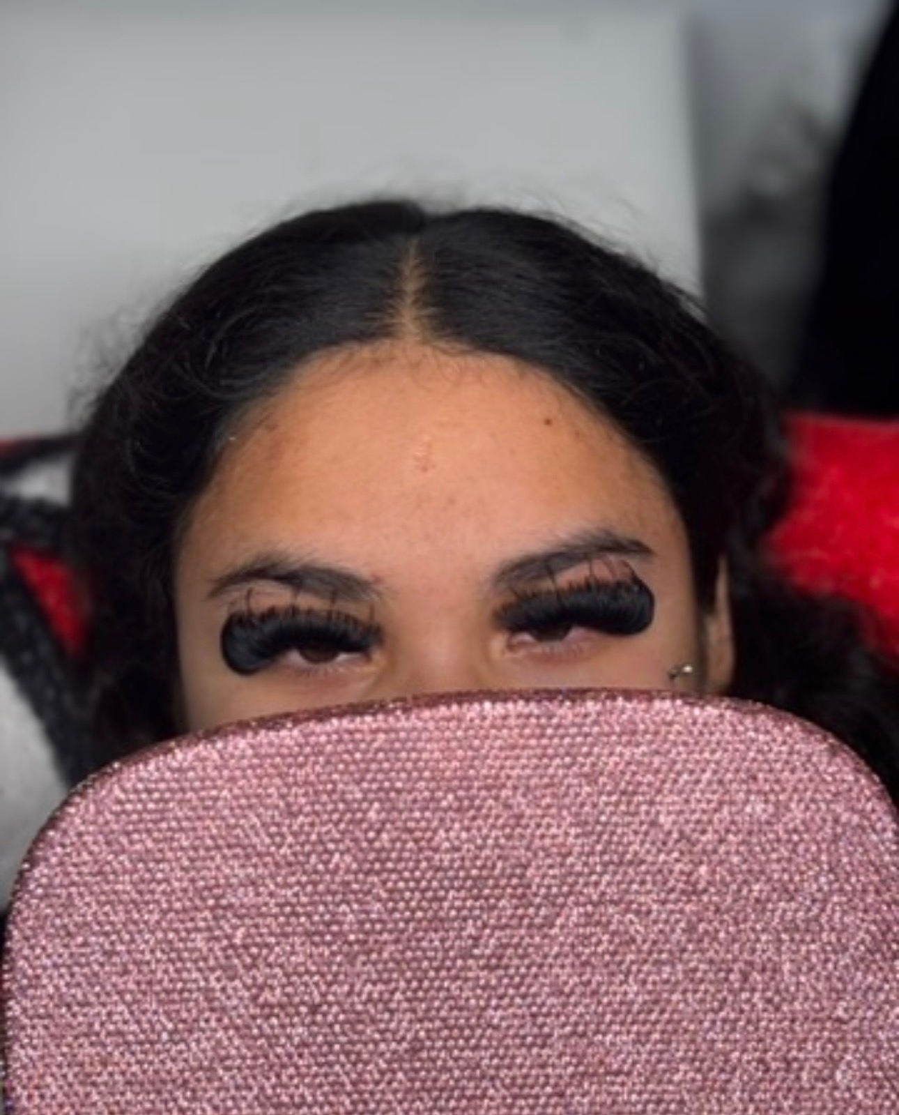 Real client wearing lashes by Exotic Blinkz